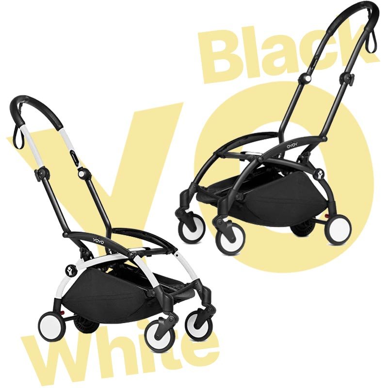 Colors of the black and white chassis of the YOYO Babyzen stroller
