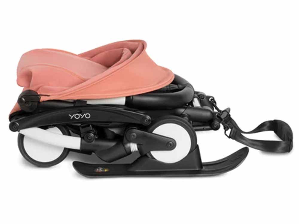 YOYO Babyzen stroller folded with the ski accessory installed