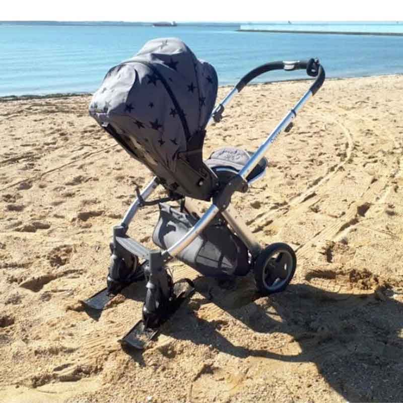 ski on stroller at the beach